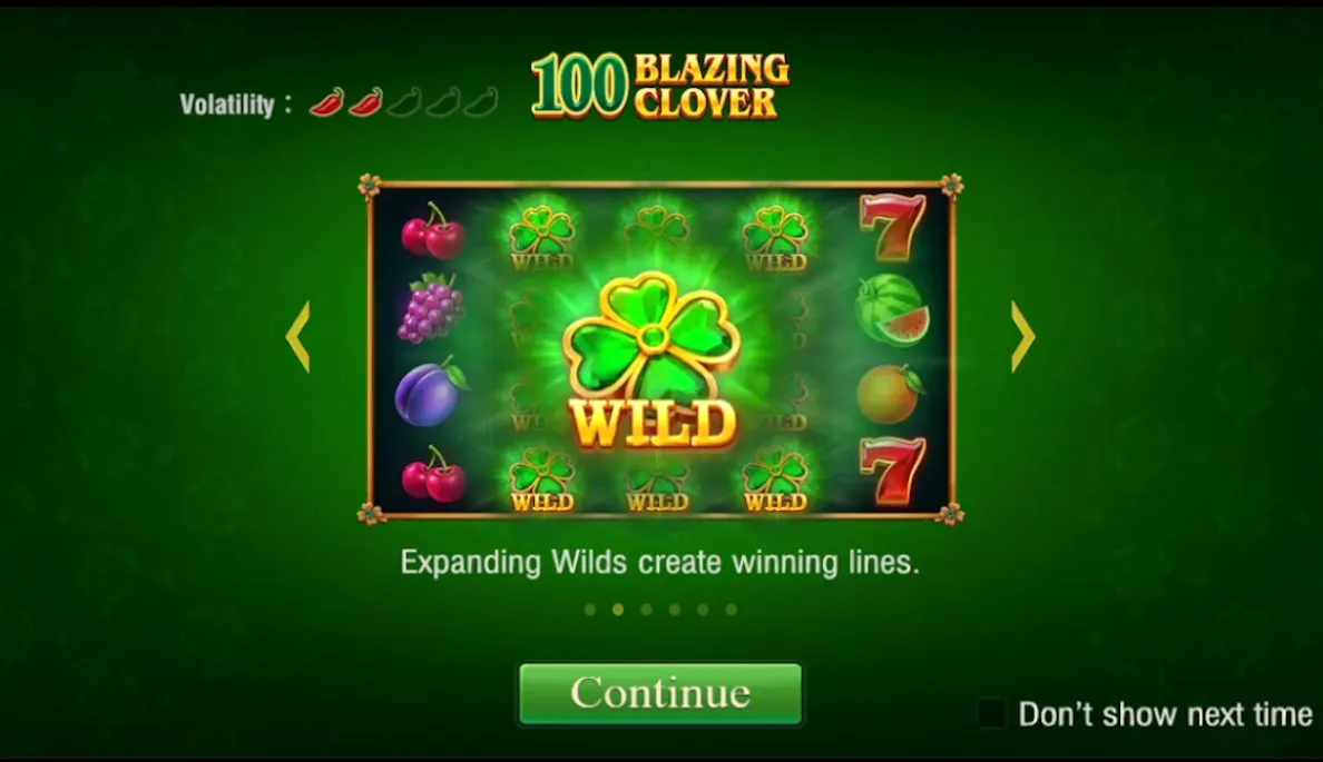 100 Blazing Clover game interface screenshot 1