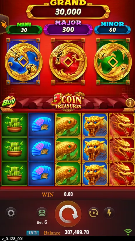 3 Coin Treasures game interface screenshot 1