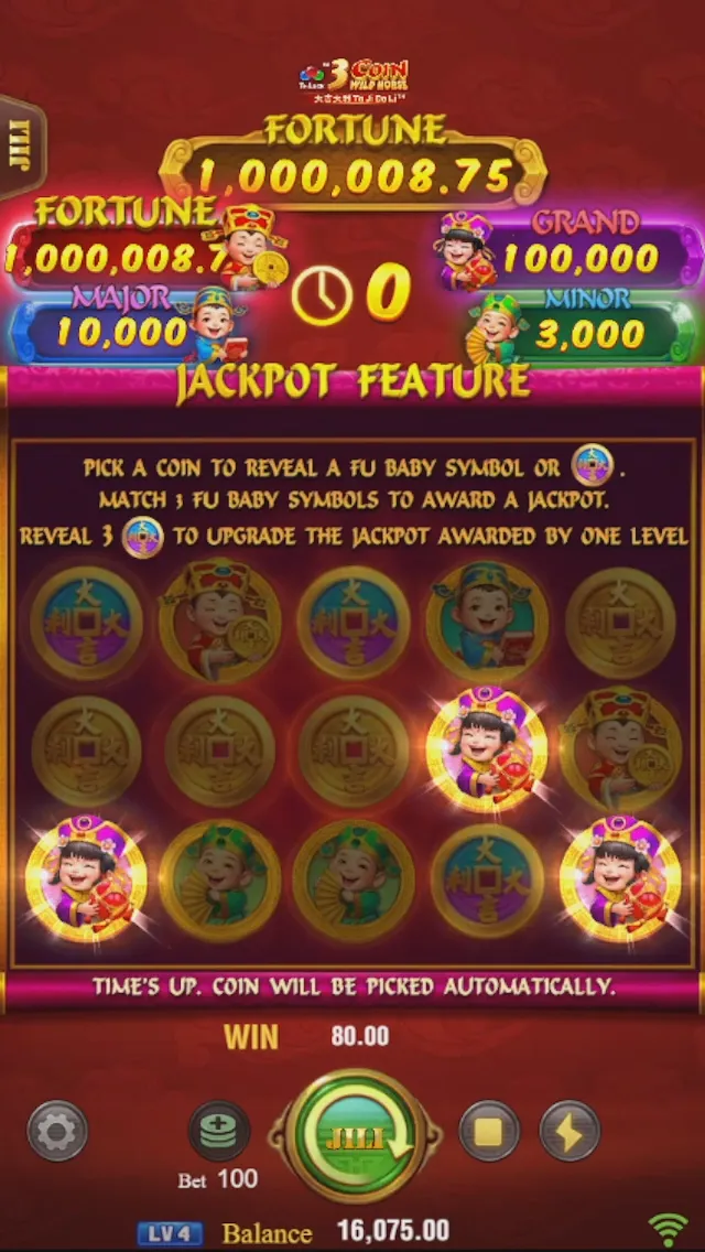 3 Coin Wild Horse game interface screenshot 4