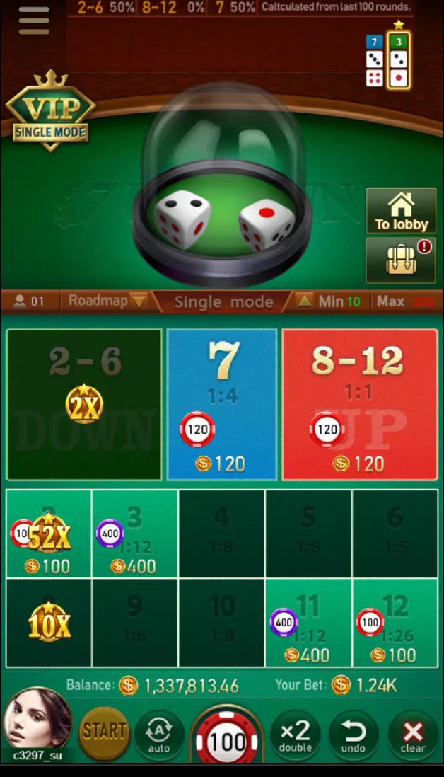 7 up 7 down game interface screenshot 4