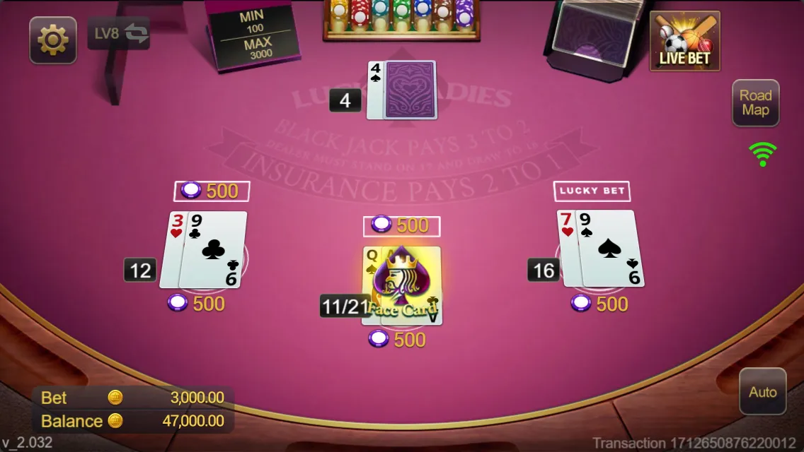 Blackjack Lucky Ladies game interface screenshot 4