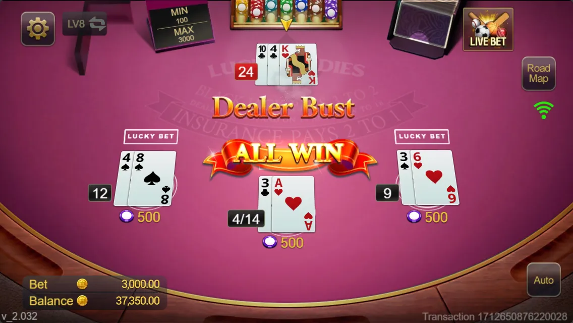 Blackjack Lucky Ladies game interface screenshot 5