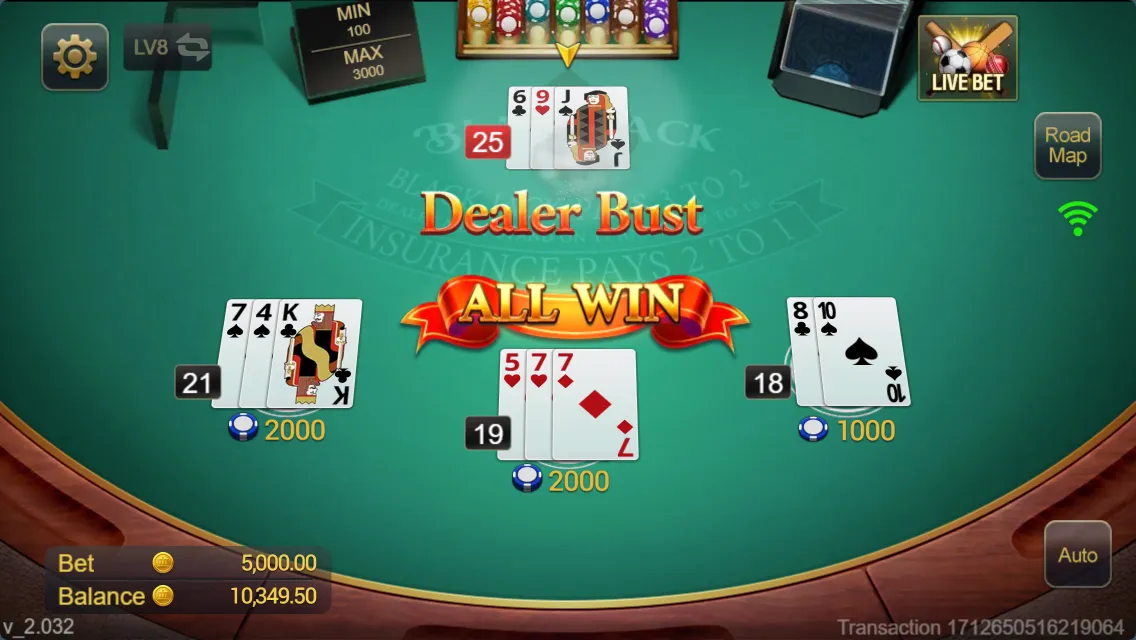 Blackjack game interface screenshot 3