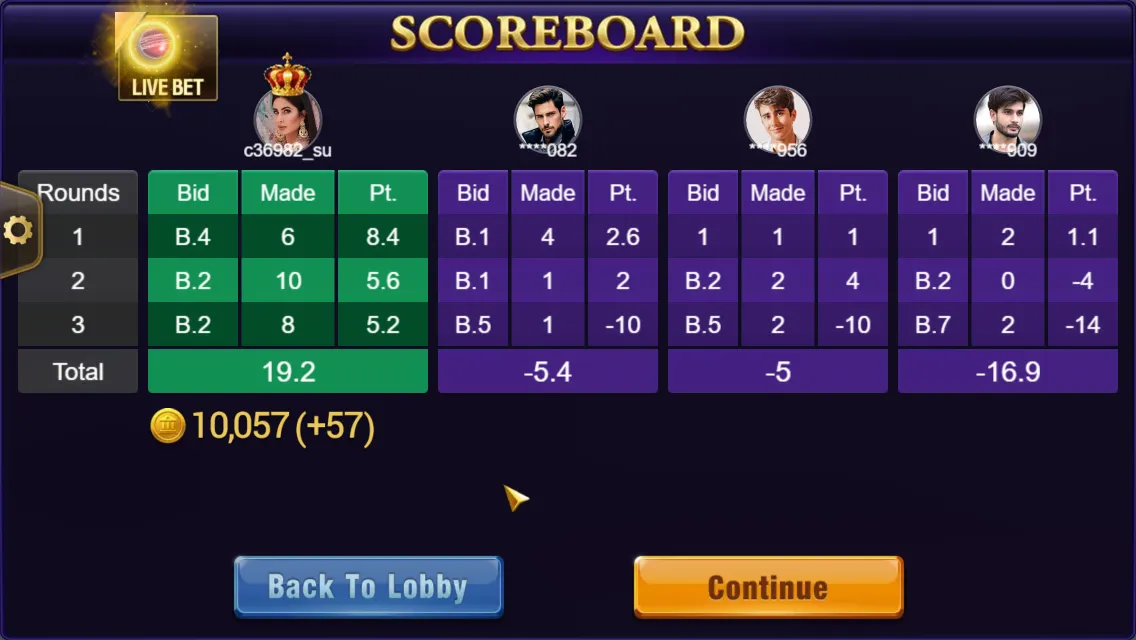 Callbreak game interface screenshot 5