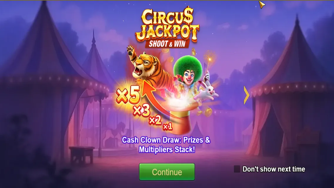 Circus Jackpot game interface screenshot 2