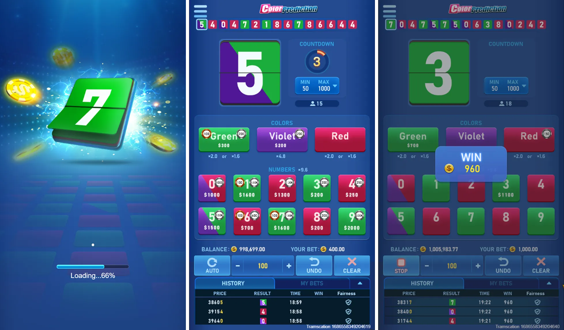 Color Prediction game interface screenshot 1