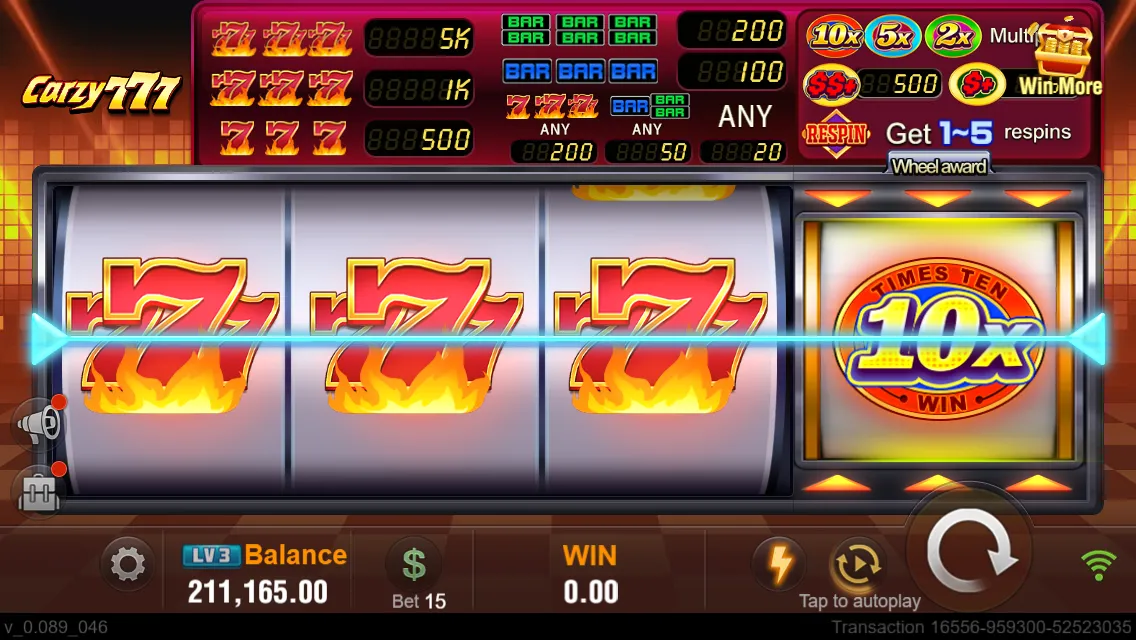 Crazy 777 game interface screenshot 4
