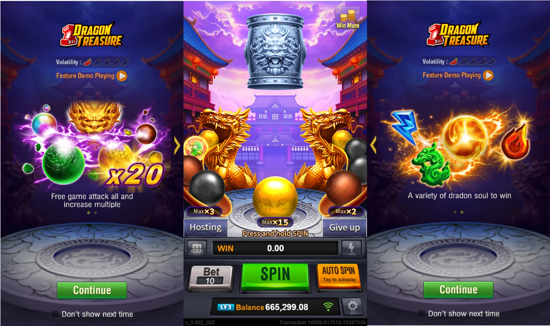 Dragon Treasure game interface screenshot 1