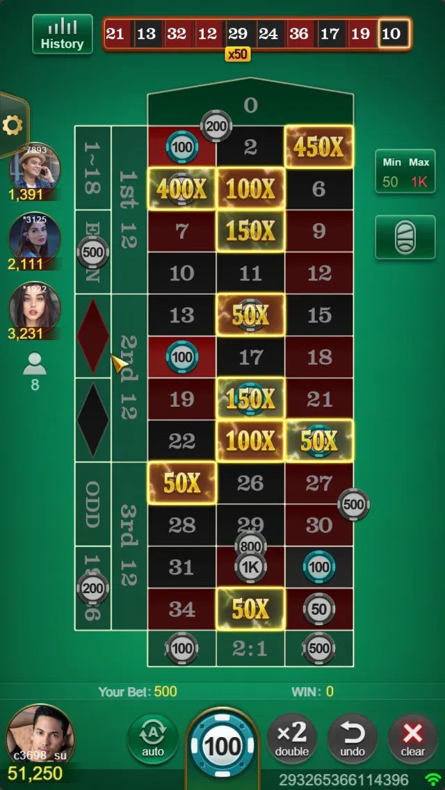 European Roulette game interface screenshot 3