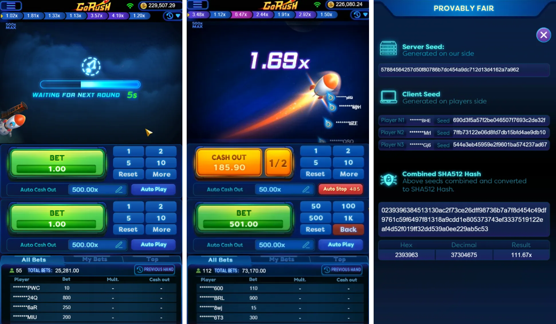 Go Rush game interface screenshot 2