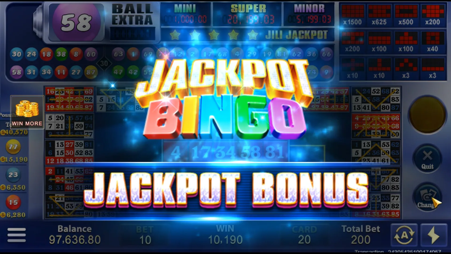 Jackpot Bingo game interface screenshot 4