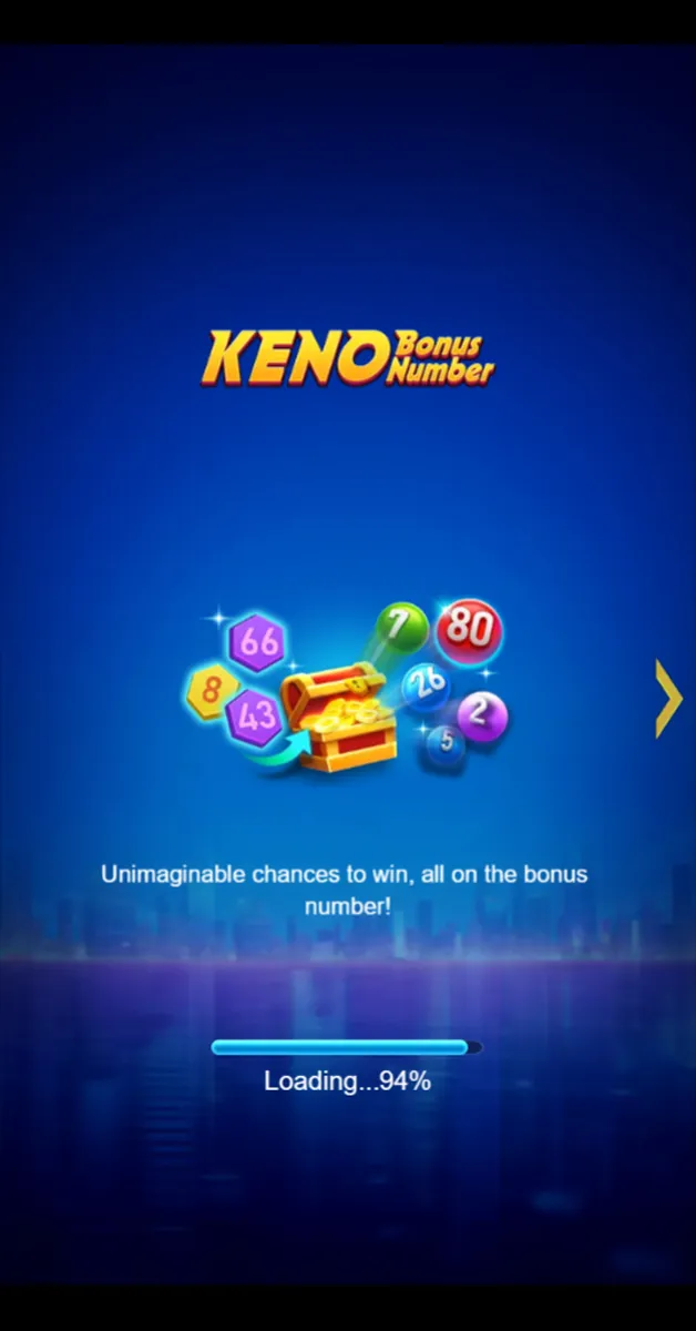 Keno Bonus Number game interface screenshot 1