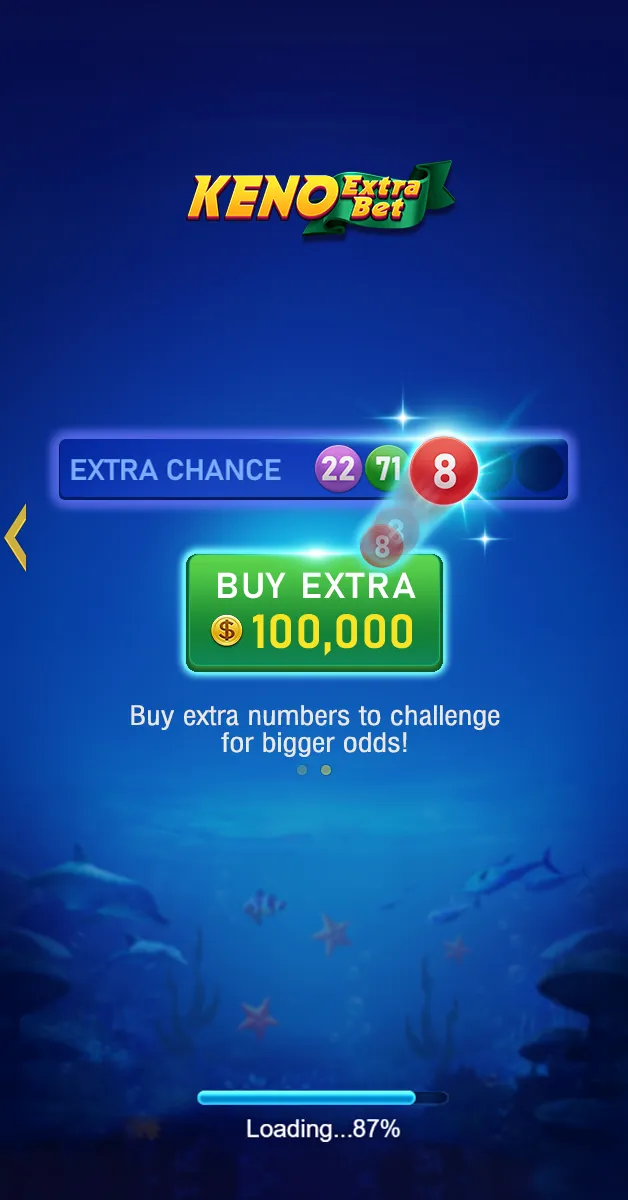 Keno Extra Bet game interface screenshot 2