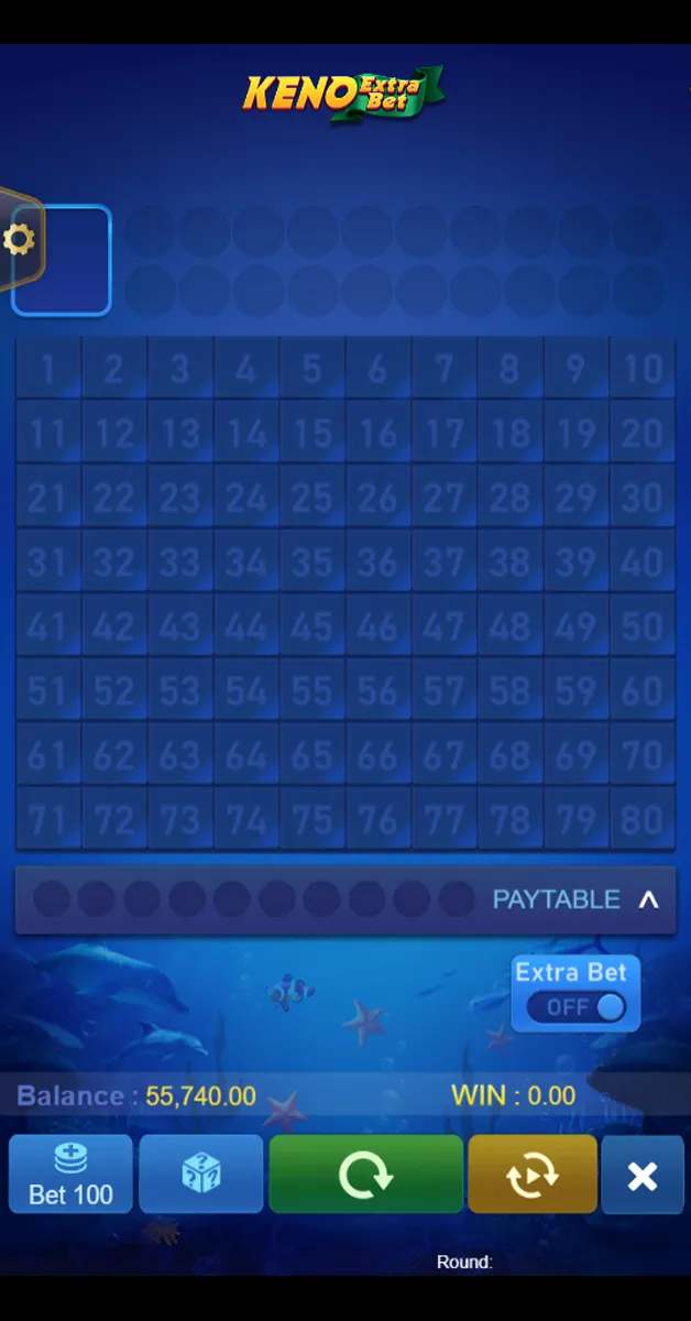 Keno Extra Bet game interface screenshot 3