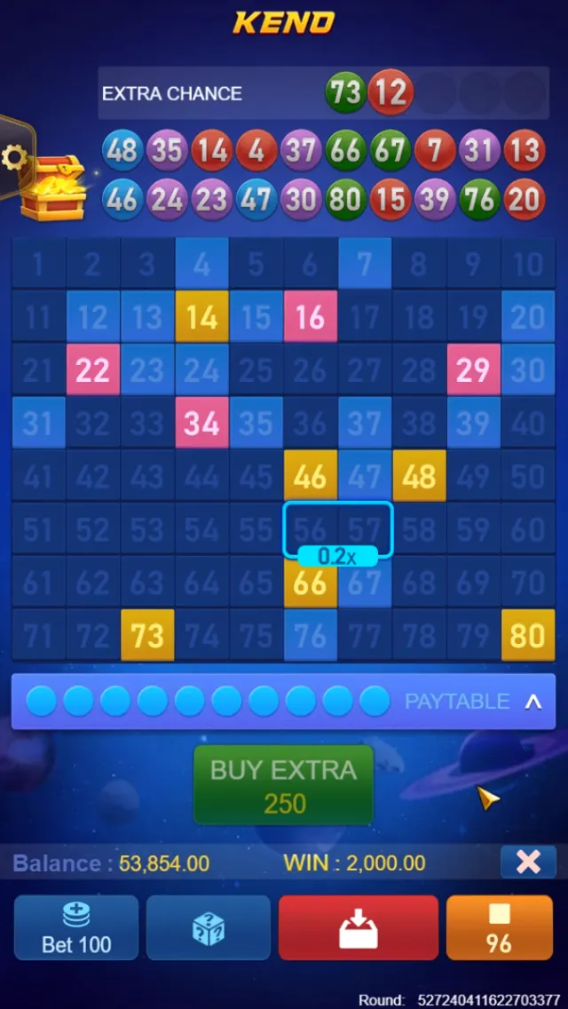 Keno Super Chance game interface screenshot 4