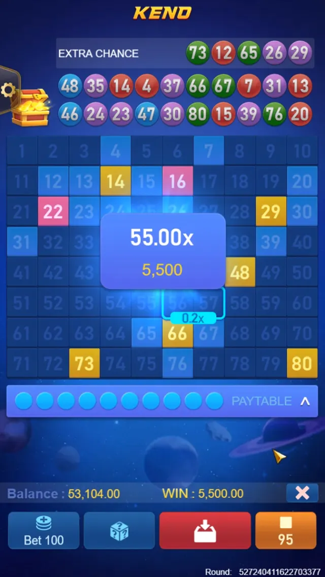 Keno Super Chance game interface screenshot 5