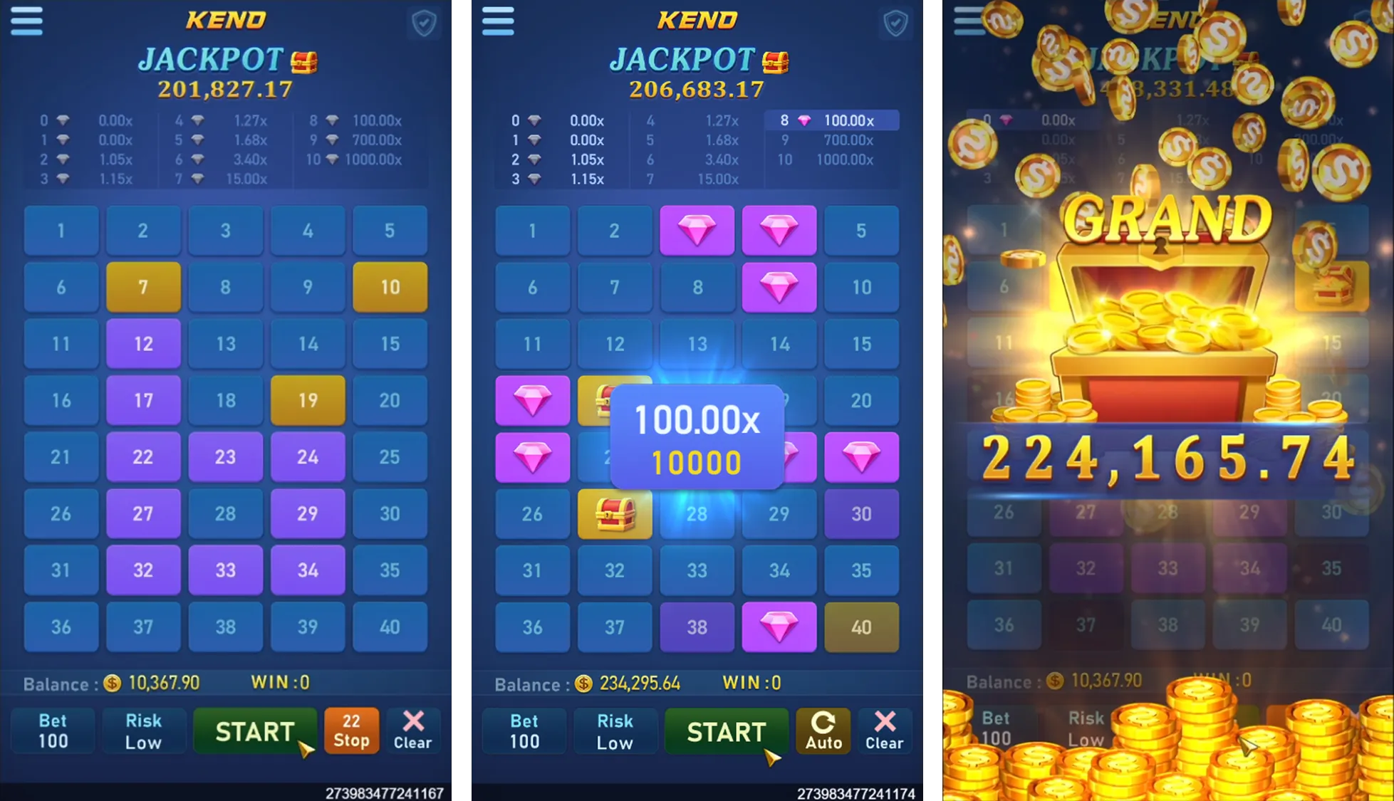 Keno game interface screenshot 1
