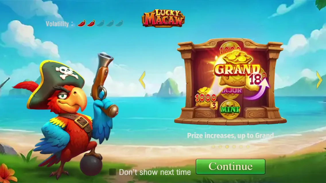 Lucky Macaw game interface screenshot 2