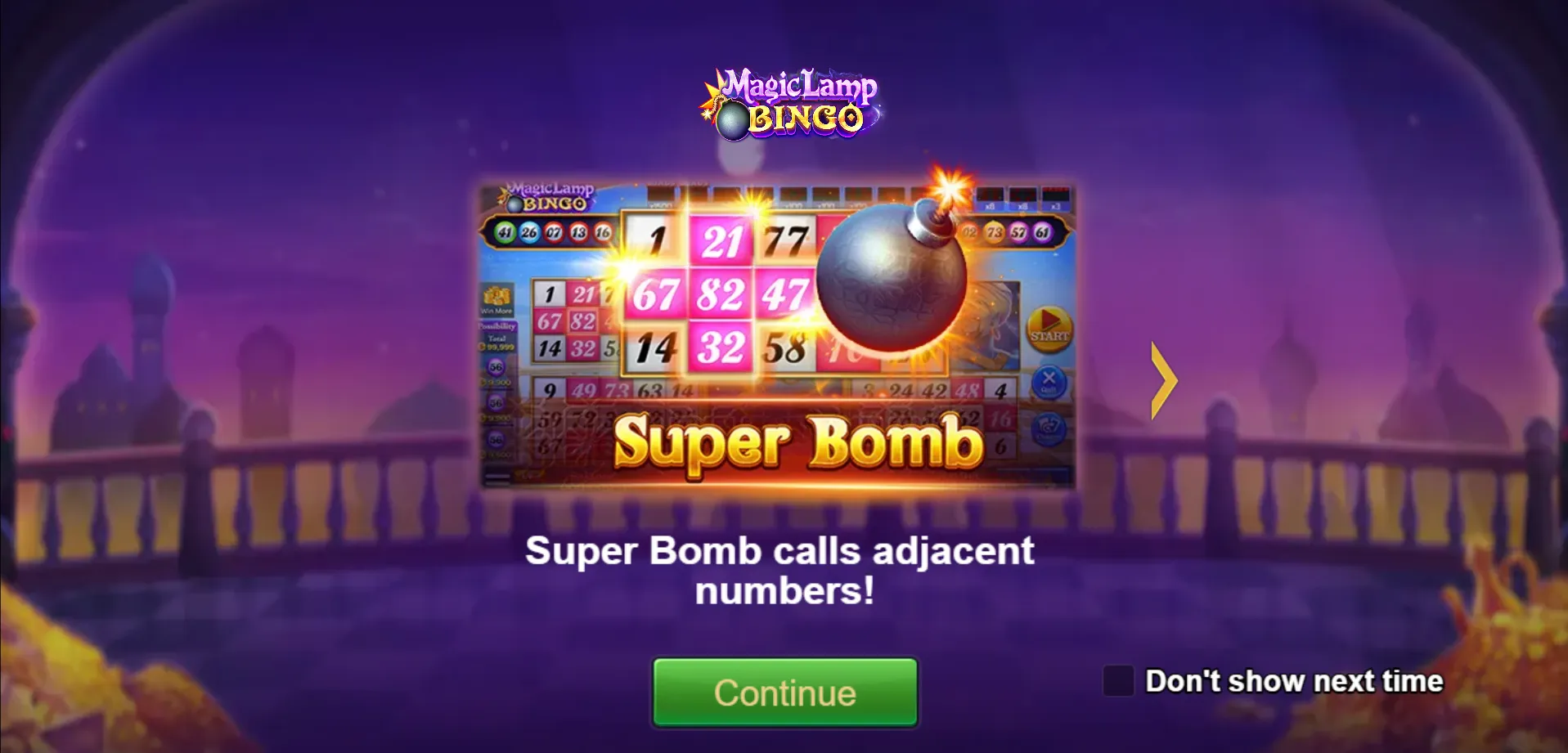 Magic Lamp Bingo game interface screenshot 1