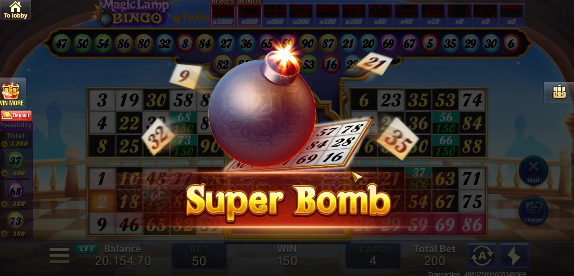 Magic Lamp Bingo game interface screenshot 3