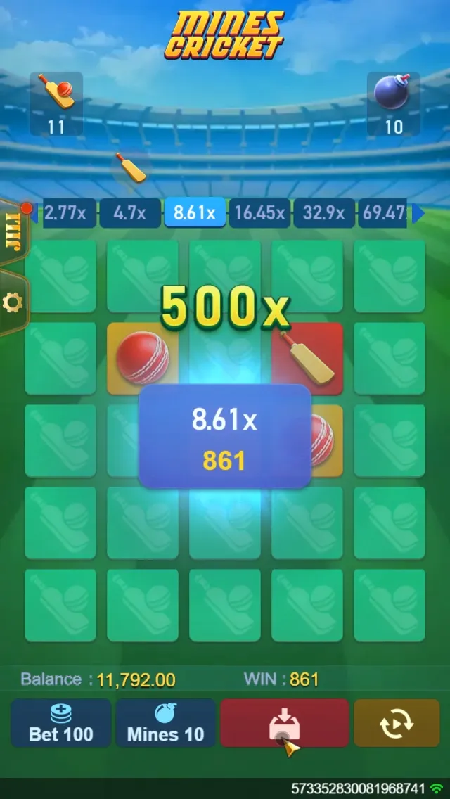 Mines Cricket game interface screenshot 4