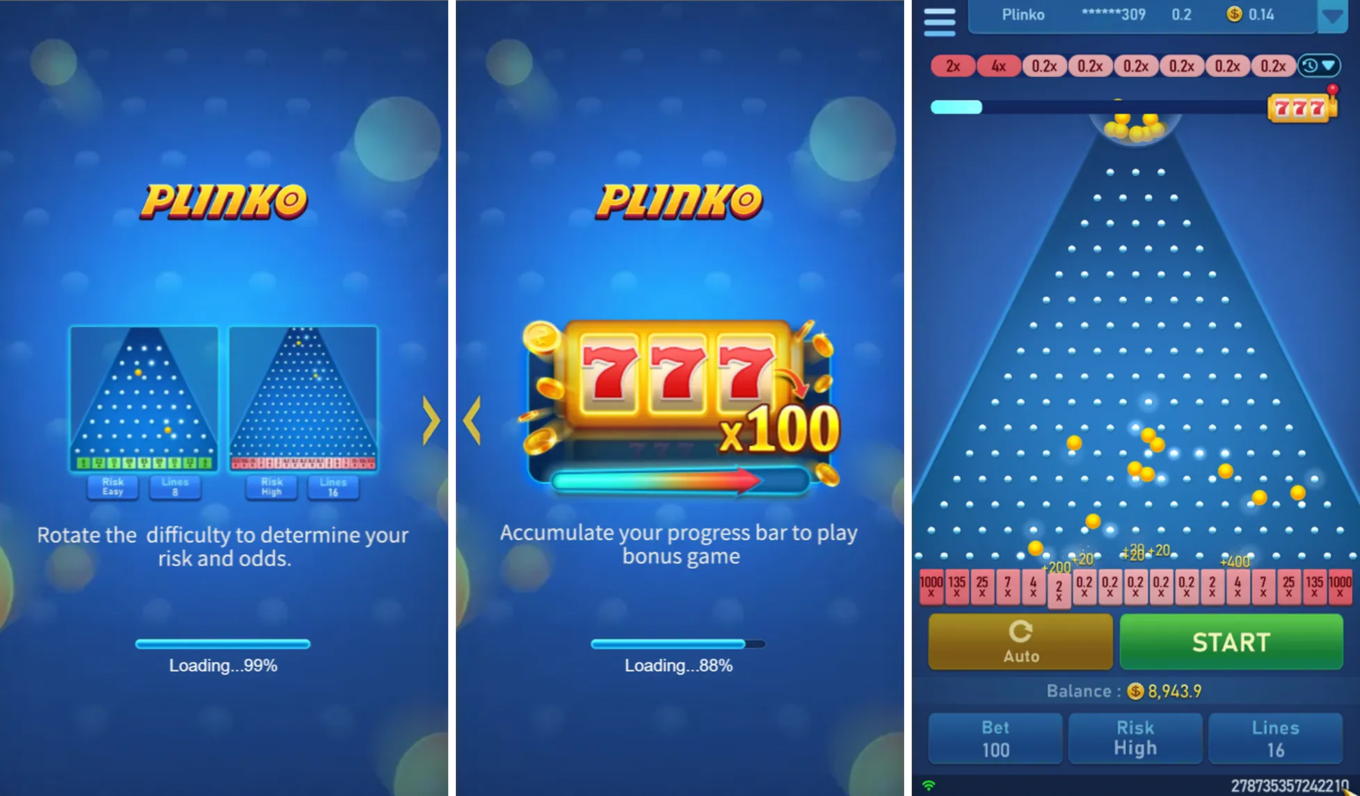 Plinko game interface screenshot 1