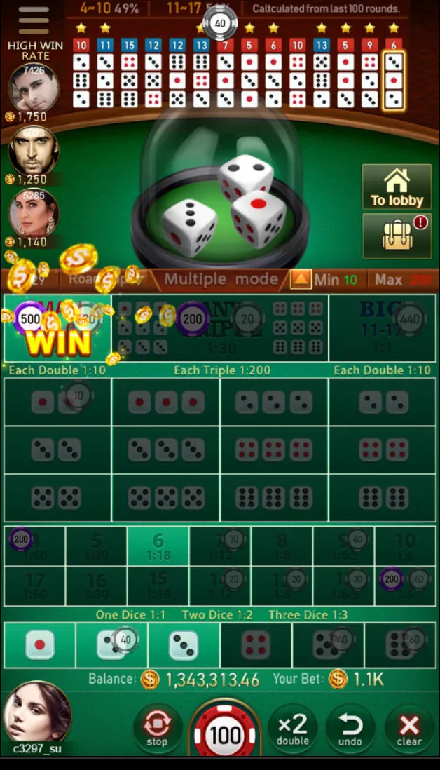 Sic Bo game interface screenshot 4