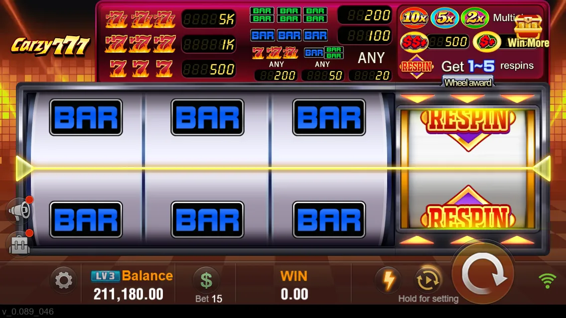 Speed 777 game interface screenshot 3