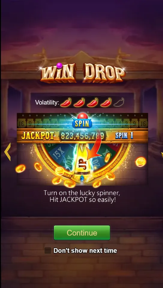 win drop game interface screenshot 1